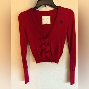 Abercrombie Red Cardigan with Bow Details